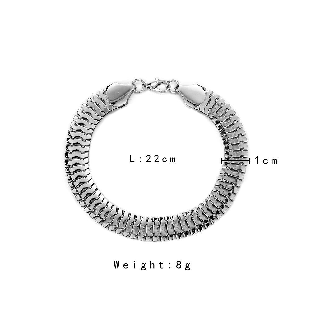 ins trend flat snake silver men's bracelet metal unique fashion retro personality all-match chain