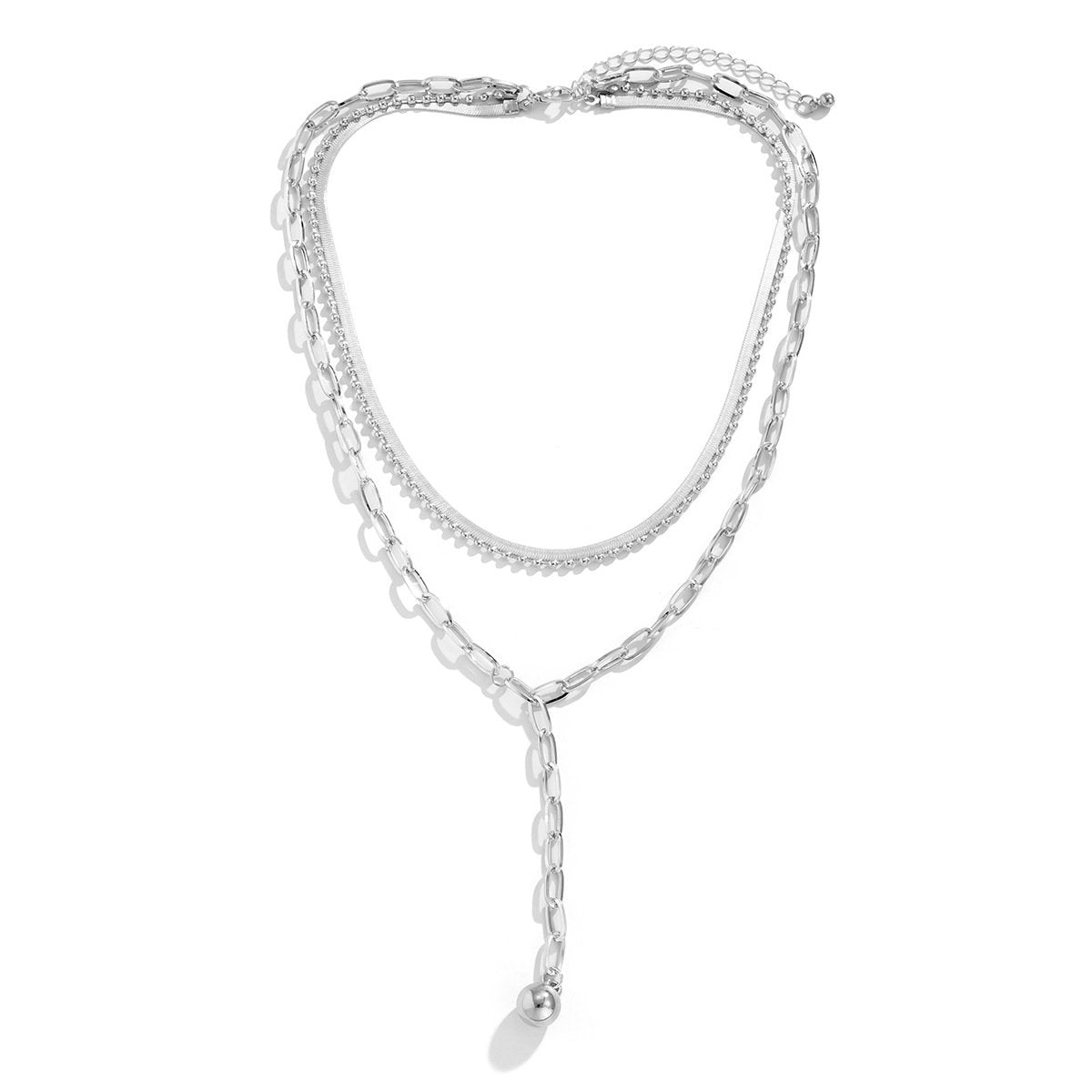 Jewelry Hip Hop Retro Snake Bone Chain Clavicle Necklace Simple Texture Metal Hanging Ball Necklace Female