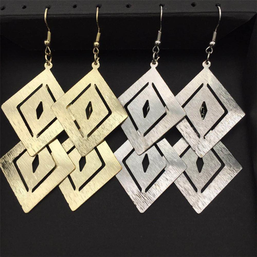 Earrings Exaggerated Atmosphere Hollow Rhombus Multi-layered Ladies Earrings Indian Retro Earrings