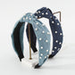 F479 Simple solid color knotted headband imitation pearl denim daily going out washing face ladies headband