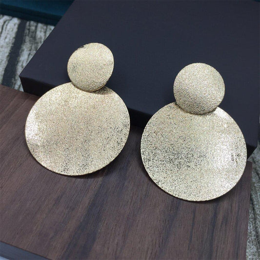 Large and small frosted disc earrings exaggerated atmosphere dance performance earrings jewelry