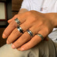 ins simple punk trend stainless steel retro Roman numerals drop oil four-piece ring ring male