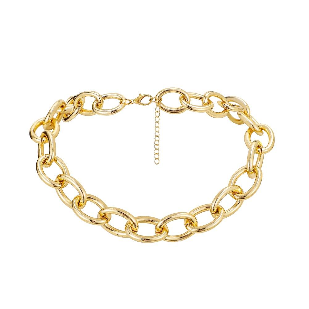 Hip-hop thick chain simple O-shaped aluminum chain exaggerated collarbone necklace ins fashion all-match necklace