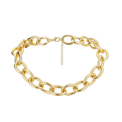 Hip-hop thick chain simple O-shaped aluminum chain exaggerated collarbone necklace ins fashion all-match necklace