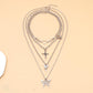 Temperament trendy female clavicle chain fashion little angel necklace personality cross butterfly pendant multi-layer necklace