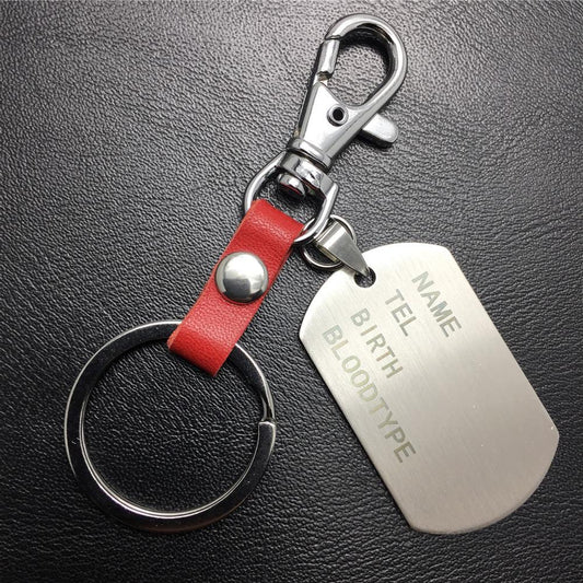 Military ID card dog tag stainless steel pendant titanium steel jewelry key chain pendant cowhide pet identification tag