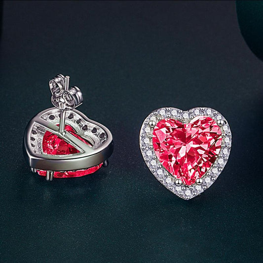 Summer Fashion Light Luxury Jewelry Heart Diamond Earrings Female Niche Design Sense Crystal Earrings Jewelry