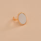 Fashion Simple Oval White Fitting Inlaid Adjustable Ring Women Accessories