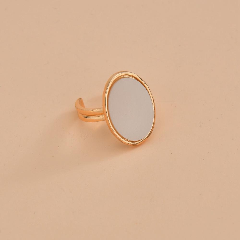 Fashion Simple Oval White Fitting Inlaid Adjustable Ring Women Accessories
