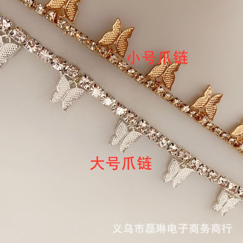 Creative Rhinestone Small Butterfly Pendant Anklet Bracelet Popular Butterfly Element Zircon Shiny Foot Jewelry