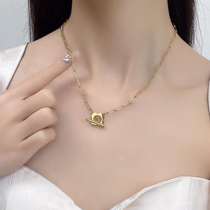 Fashion titanium steel necklace flower ot buckle clavicle chain gold cold necklace simple temperament all-match jewelry