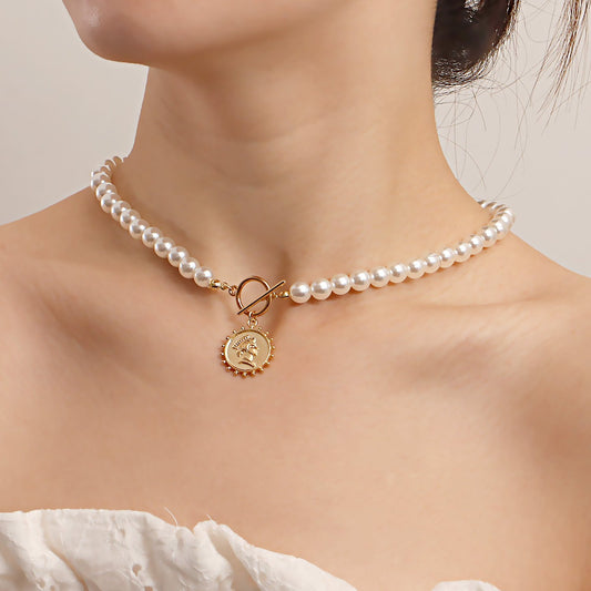 Jewelry ins imitation pearl necklace Queen Elizabeth pendant necklace female niche design sense