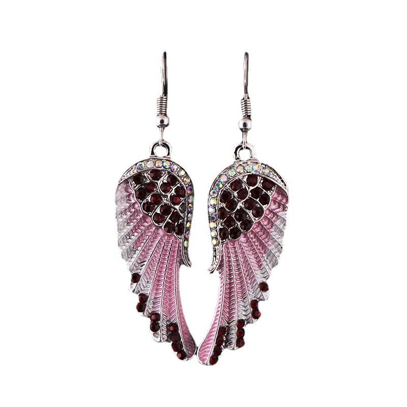 Fashion Women's Angel Wings Rhinestone Wings Mid-Long Pendant Earrings Simple Earrings First Jewelry