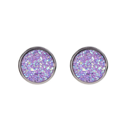 Harajuku simple geometric round frosted dreamy starry sky gemstone starry stainless steel earrings 12MM