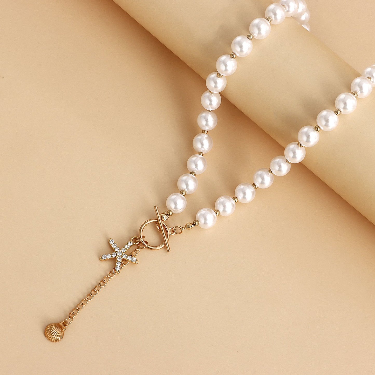 Jewelry Beach Shell Mix and Match Beaded Necklace Diamond Starfish Pendant Necklace Female Personality Necklace