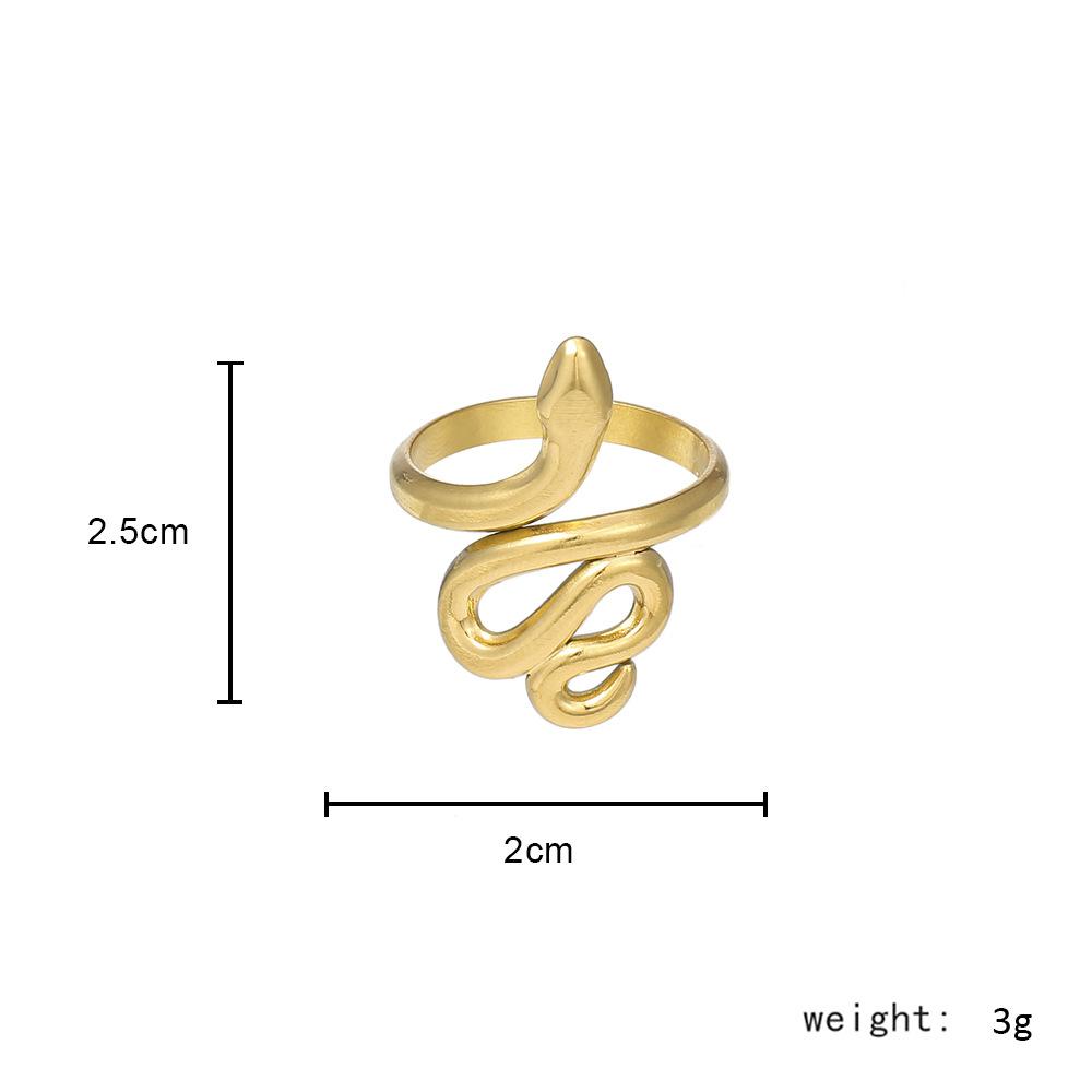 Trendy light luxury niche design green dripping oil snake-shaped stainless steel men's and women's rings