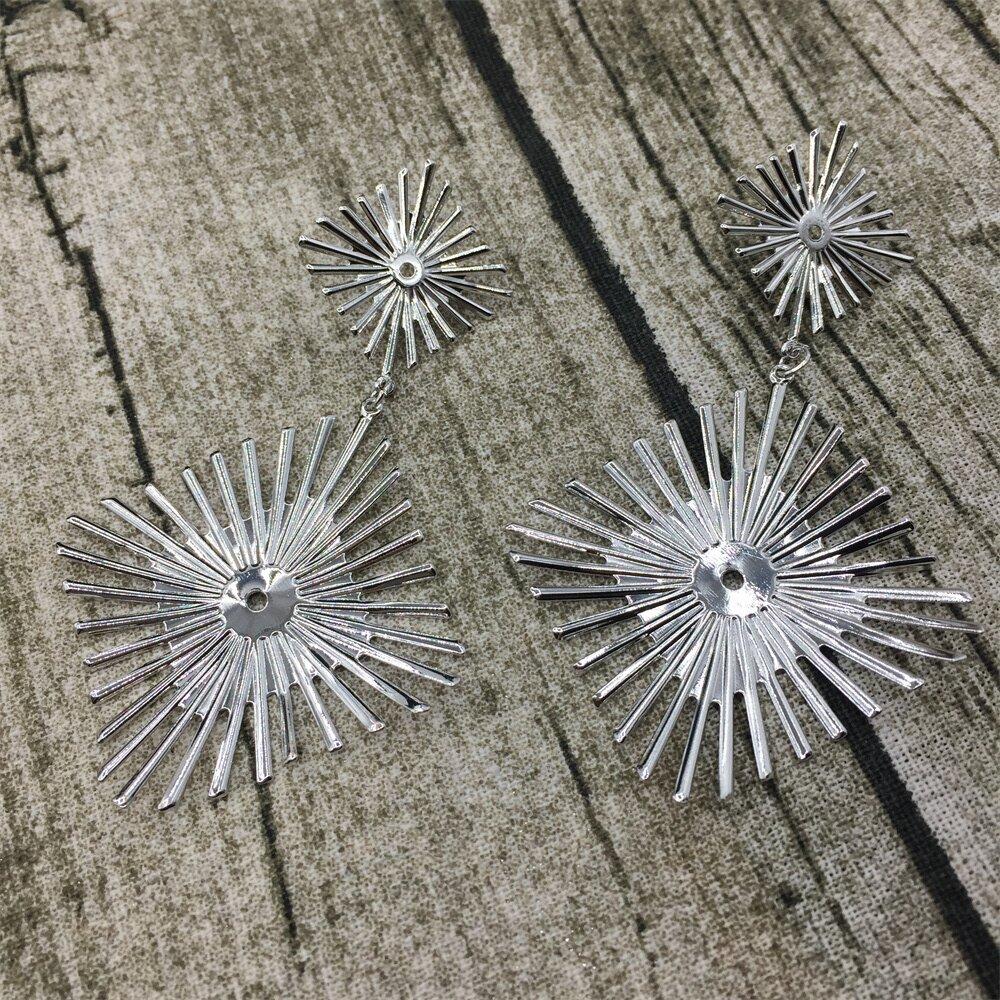 Summer geometric double diamond fence fried fur earrings night party exaggerated ornaments