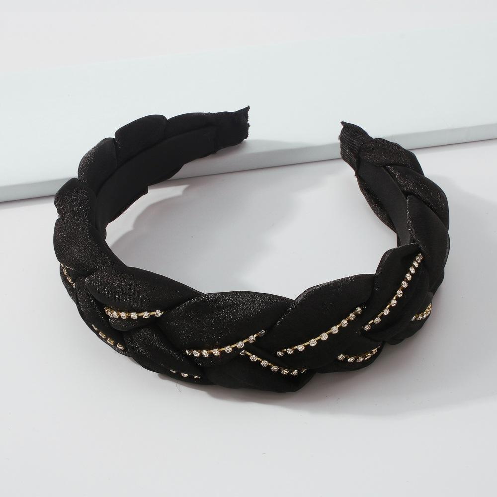F3915 Fashion temperament elegant headdress light luxury claw chain simple niche braid rhinestone fabric headband