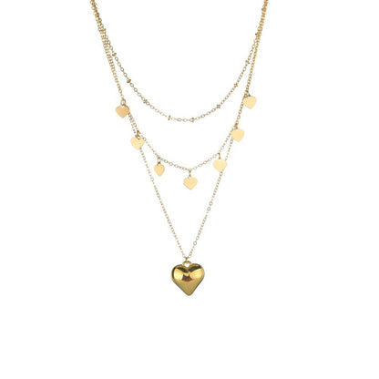 Fashion CCB Heart Pendant Necklace Retro Iron Piece Heart Multilayer Necklace Accessories