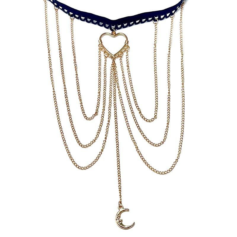 Jewelry Sexy Beach Love Moon Leg Chain Metal Body Chain Multilayer Chain Tassel Thigh Chain