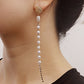 Jewelry long tassel imitation pearl claw diamond chain earrings female ins beaded earrings high-end niche
