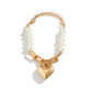 Jewelry Metal U-shaped Buckle Peach Heart Pendant Necklace Female Retro Versatile Pearl Clavicle Necklace