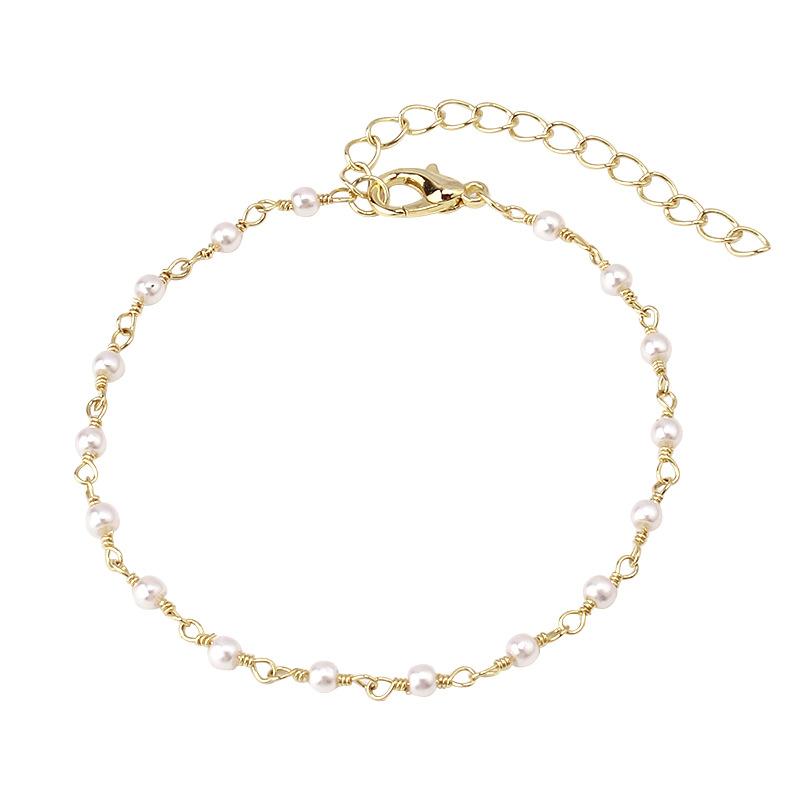 Jewelry Versatile Stitching Small Pearl Copper Chain Bracelet Decoration Fashion Personality Classic Anklet