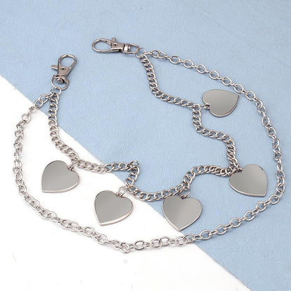 Metal pendant fashion heart-shaped waist chain pants chain ins hip-hop double-layer trend peach heart body chain