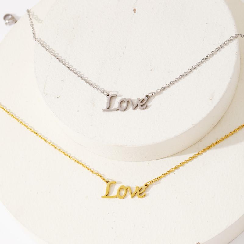 Titanium steel jewelry female lettering love pendant clavicle chain letter necklace female niche design sense