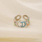 Female ins fashion light luxury letter CD color painting oil opening stainless steel ring