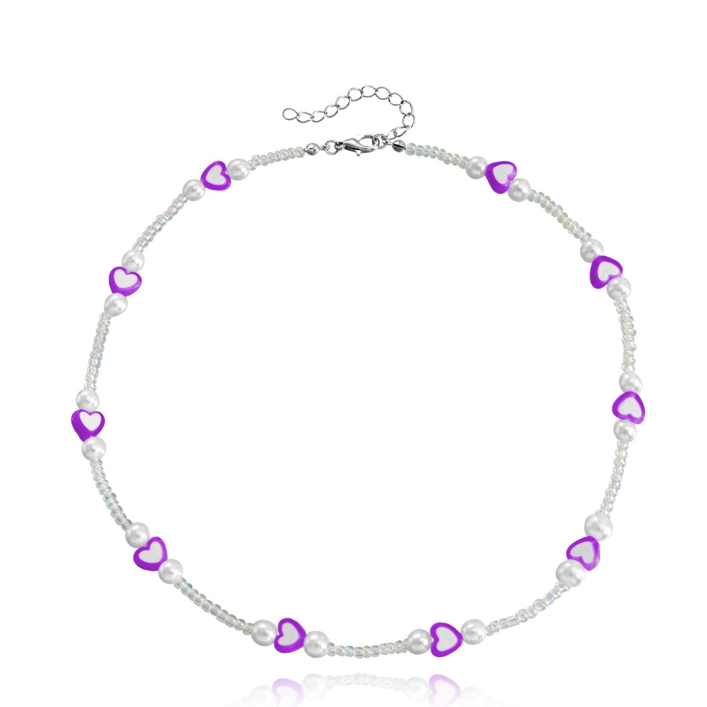 Jewelry bohemian color love transparent rice bead choker necklace female ins all-match high-end sense