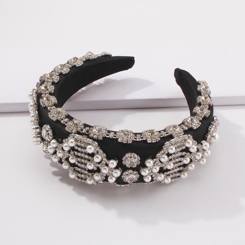 F3355 fashion personality claw chain imitation pearl flower super fairy head hoop sponge temperament wide-brimmed creative hair hoop