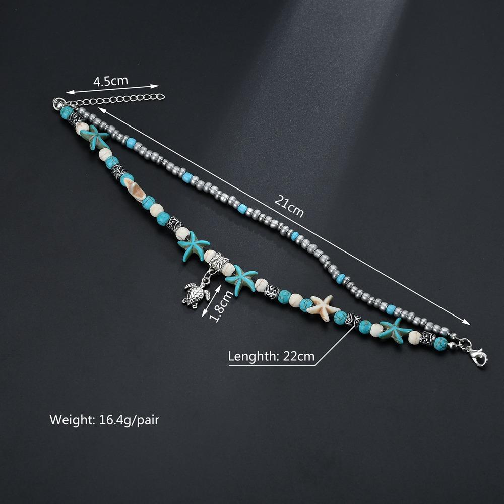 Conch Beads Yoga Anklet Sea Turtle Bracelet Beach Pendant Starfish Pearl Retro Turtle Anklet