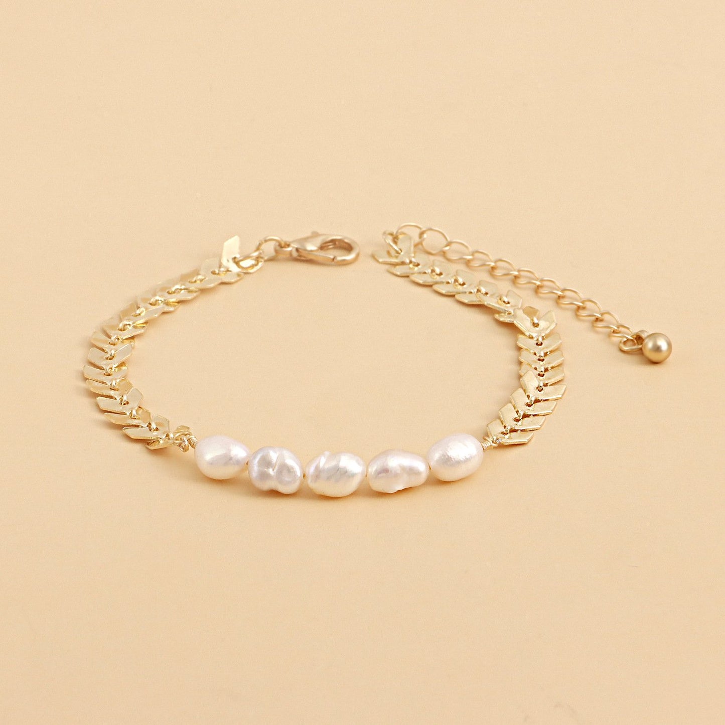 Jewelry Fashion Simple Freshwater Pearl Aircraft Chain Hand Jewelry Female Ins Bracelet Design Sense of Niche