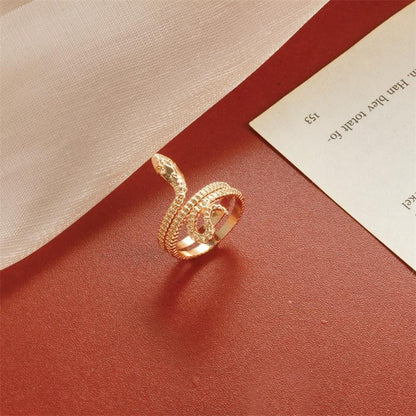 Retro opening snake ring gold punk winding snake ring exaggerated personality copper jewelry