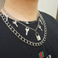 Hip Hop Punk Trend Pin Necklace Fashion Retro Multi-layer Key Lock Necklace Women