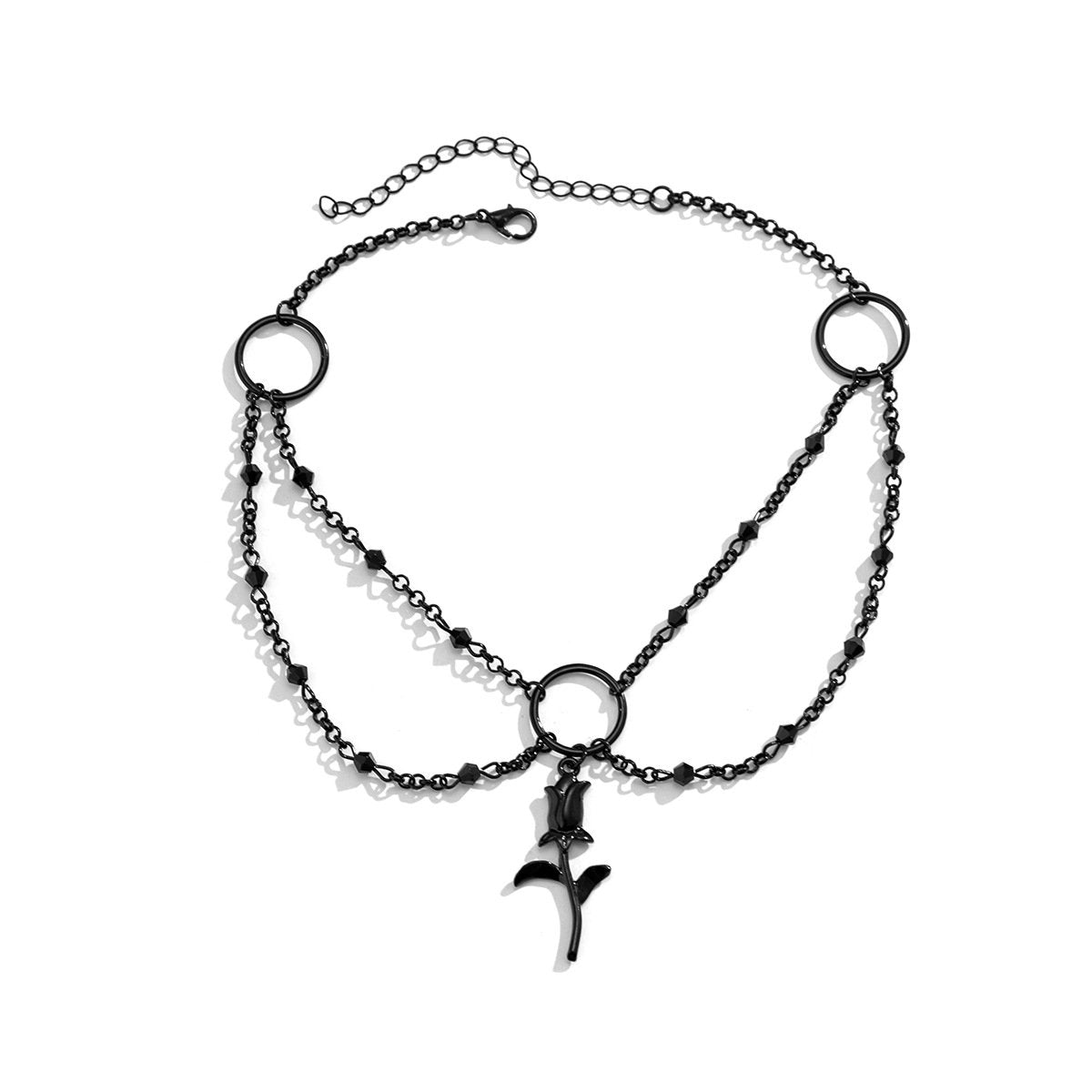 Jewelry dark gothic choker necklace sweet cool imitation crystal chain rose tassel necklace