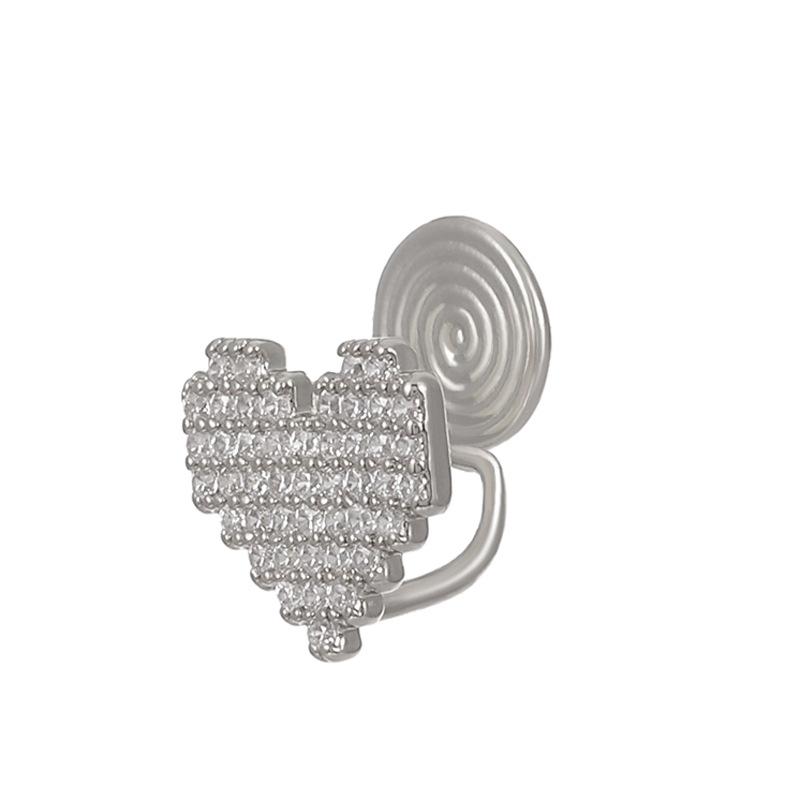 Full diamond love mosquito coil ear clip without ear hole ins niche design heart-shaped ear bone clip painless earrings female