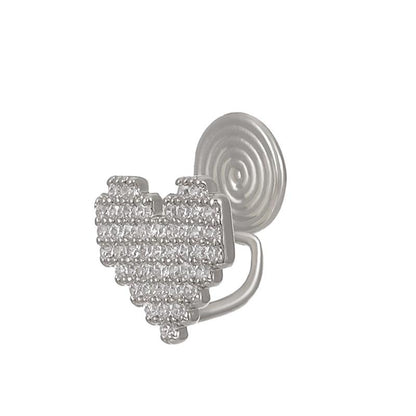 Full diamond love mosquito coil ear clip without ear hole ins niche design heart-shaped ear bone clip painless earrings female