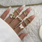 Jewelry Simple Mix and Match Turquoise Hand Jewelry Temperament Butterfly Geometric Micro-inlaid Diamond Ring Set Female
