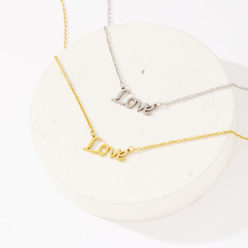 Titanium steel jewelry female lettering love pendant clavicle chain letter necklace female niche design sense