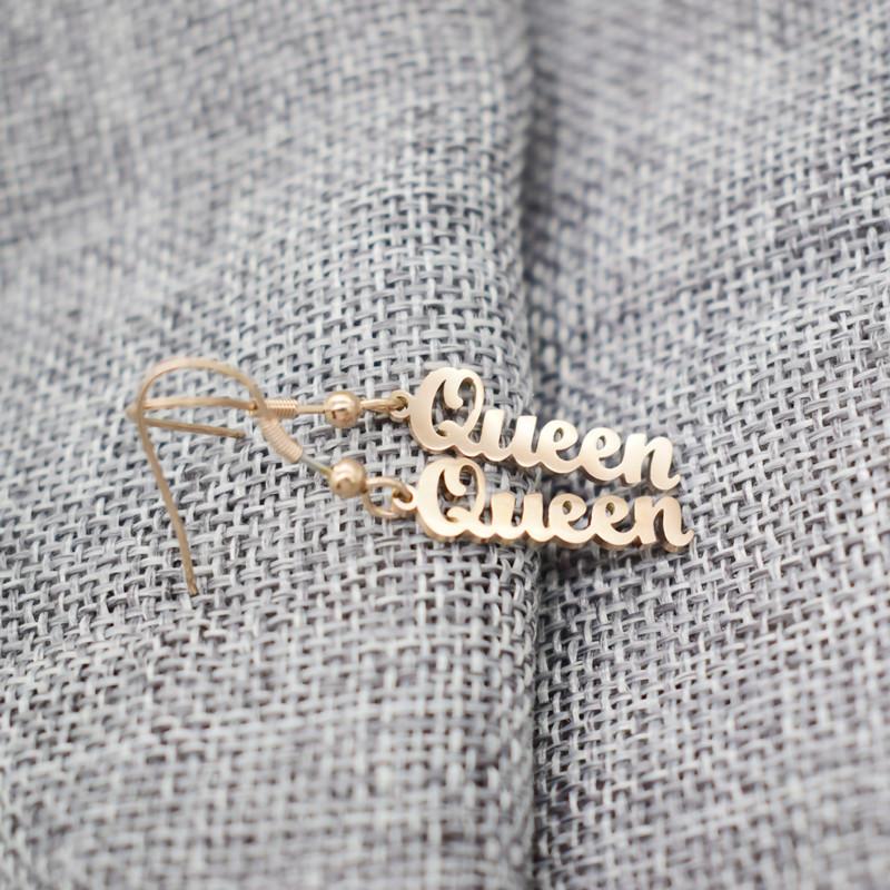 Non-fading titanium steel creative letter Queen earrings hip-hop simple all-match letter accessories