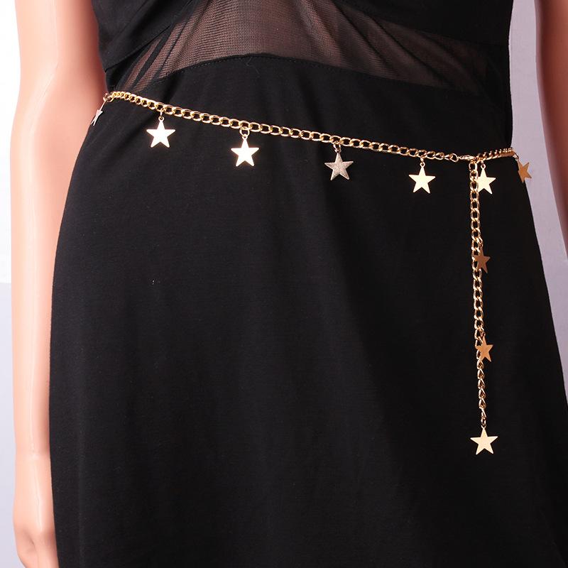 Jewelry Simple Star Tassel Pendant Metal Waist Chain Sexy Beach Vacation Body Chain Female