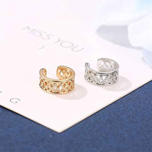 Retro Hollow Geometric Ear Bone Clip No Ear Pierce Ear Buckle Ethnic Simple Punk Ear Stud Pattern Circle Ear Clip