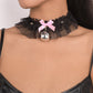 N1451 Exaggerated Lolita Necklace Lace Bow Knot Bell Necklace Rivet Sexy Cute Necklace