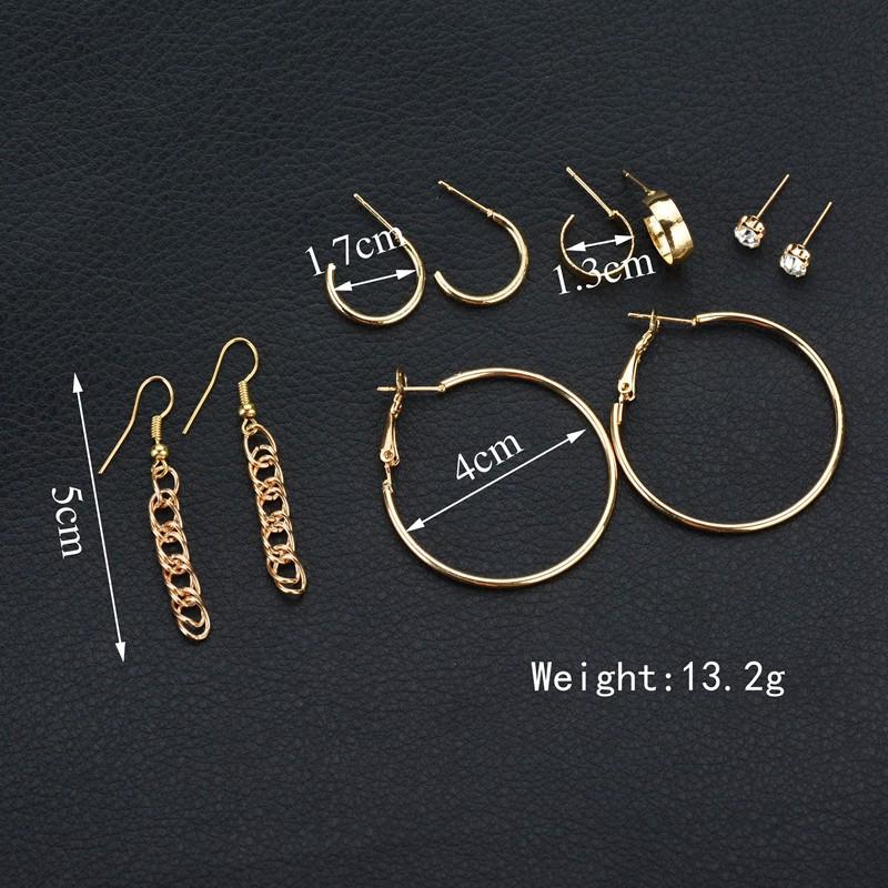 Earring Set Personalized Circle Crystal Earring Set 5-Piece Set