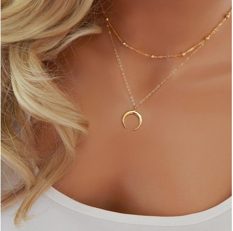 Jewelry Moon Necklace Women's Clavicle Chain Electroplated Gold Silver Crescent Pendant