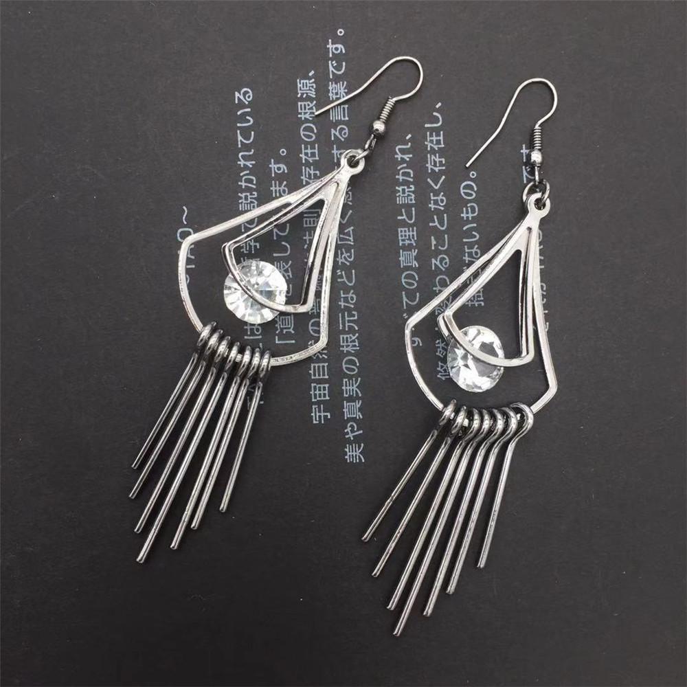 Big Water Drop Tassel Ladies Earrings Clip Diamond Earrings Ethnic Minority Popular Jewelry