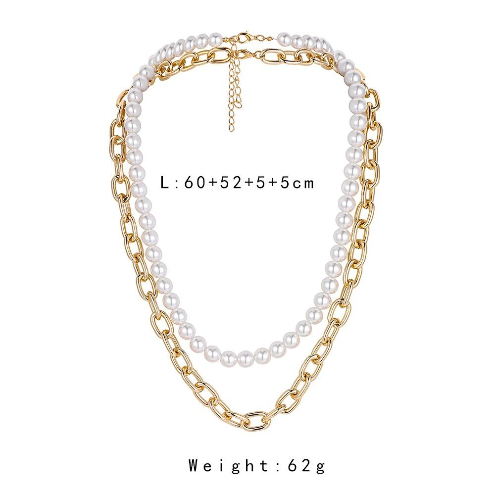 Gold Cross Chain Tassel Double Layer Pearl Necklace Fashion Independent Packaging Men's Jewelry