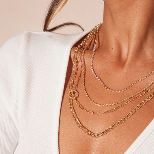 N1664 multi-layered thin chain claw chain splicing neck chain metal simple niche geometric necklace
